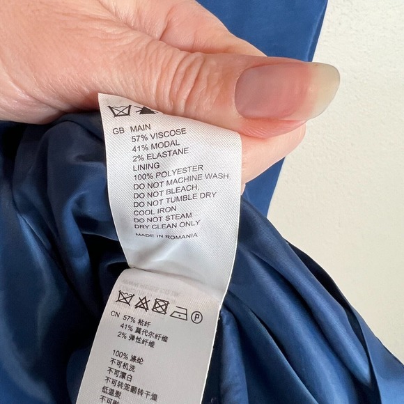 Reiss Women Tie Waist Asymmetrical Mini Dress 2 Navy Blue Capsule Classy Work - Picture 7 of 12